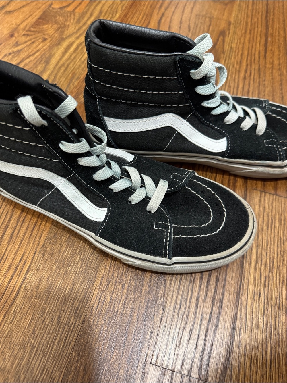 Vans Black High-Top Kids Sneakers with White Stripe and Laces